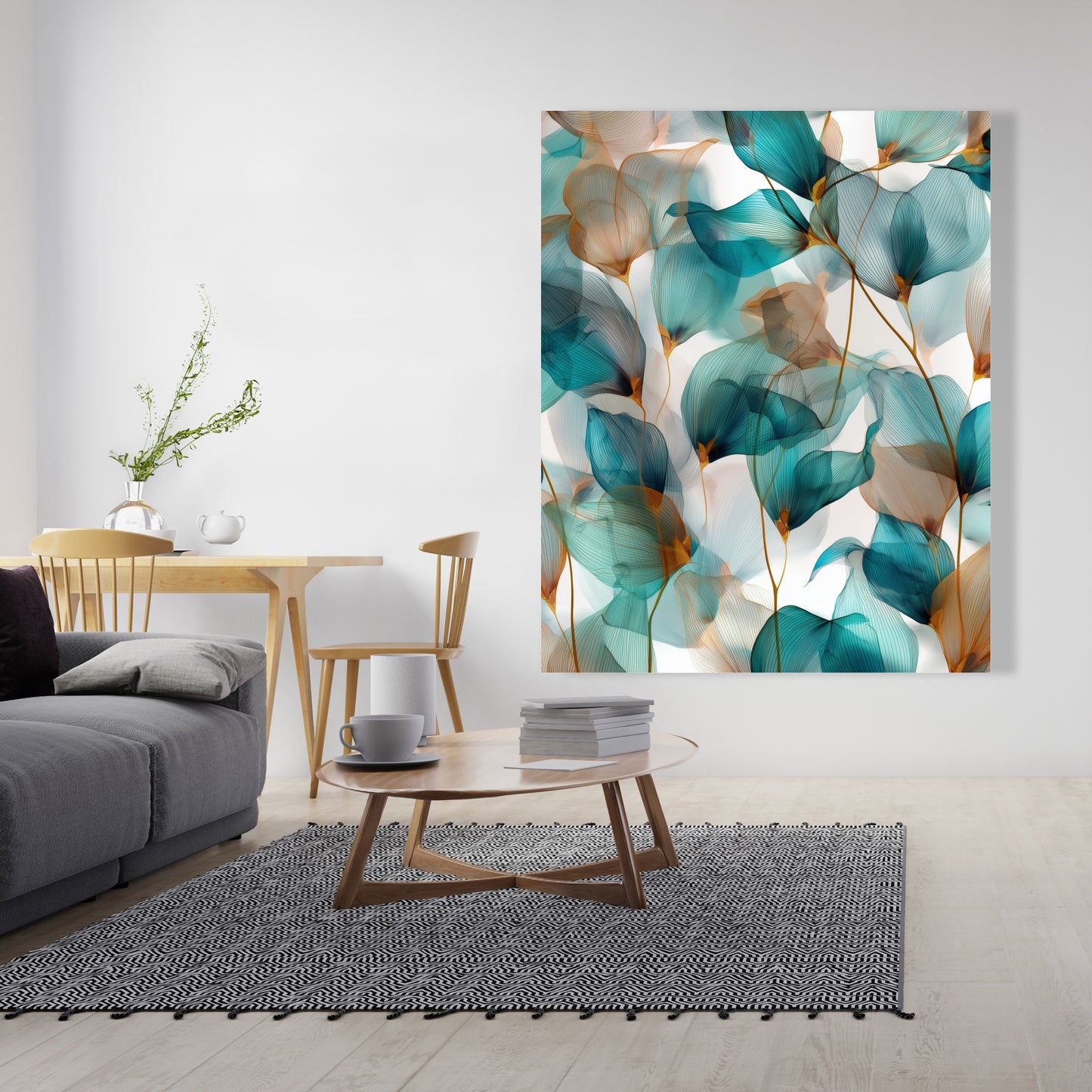 Teal and brown - 32"x32" Canvas