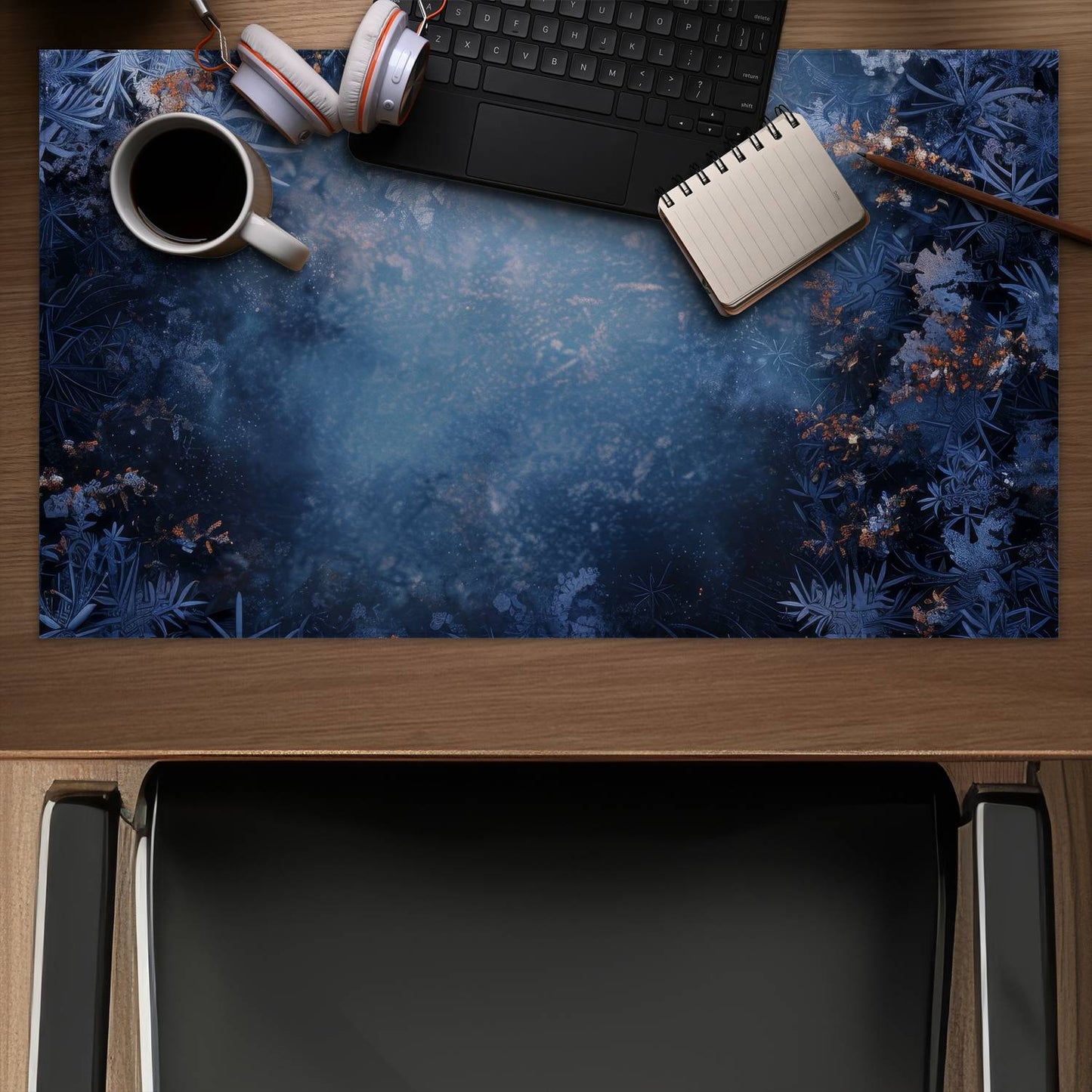 Frozen Black Desk Mat for Home Decor | Stylish & Durable