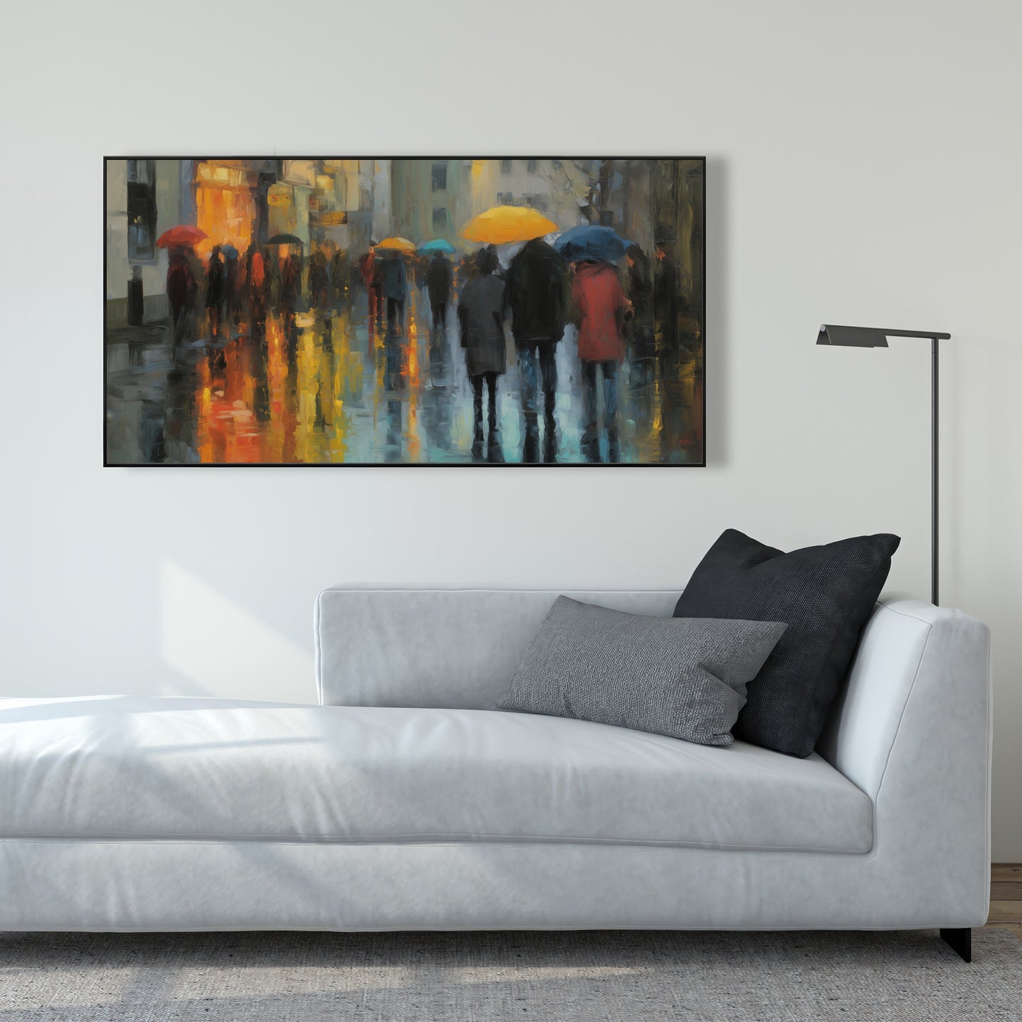 Rainy Day Red Framed Canvas - Home Decor Art Piece