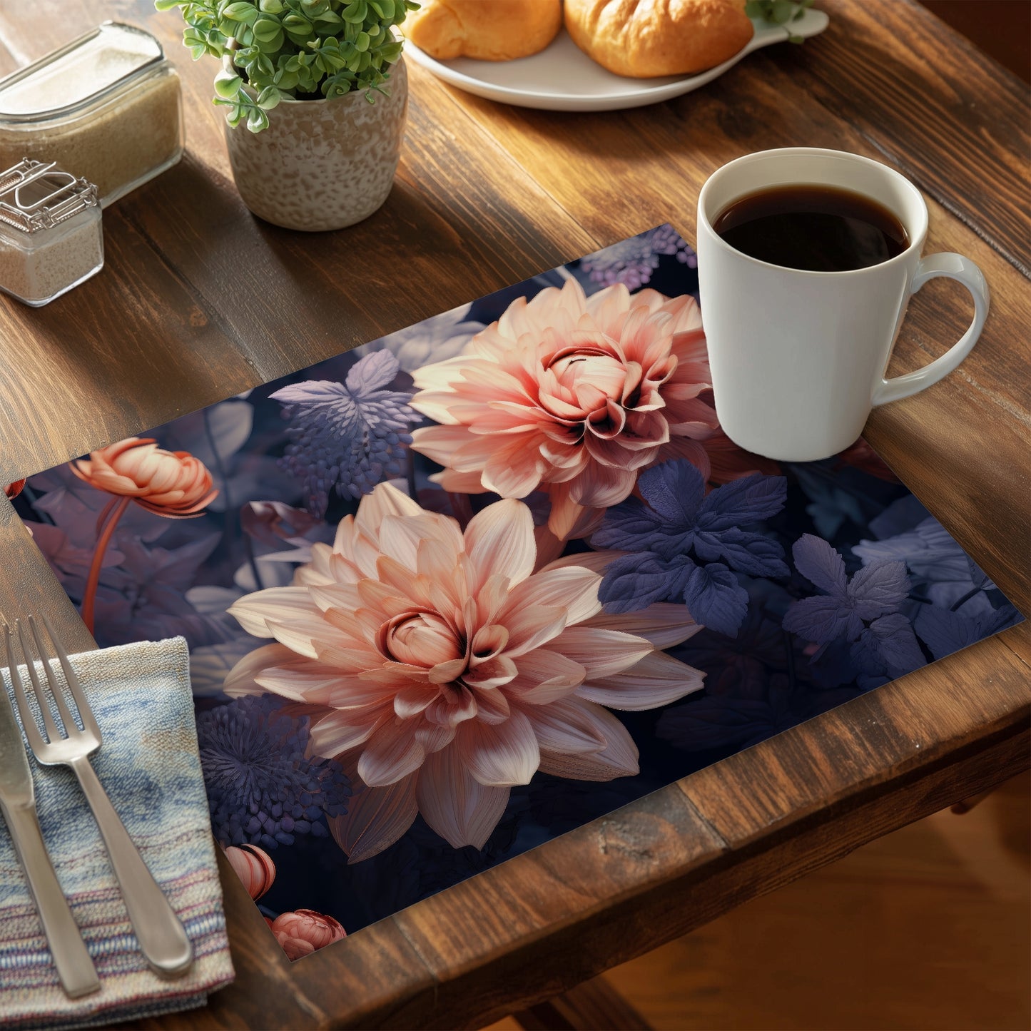 Pink and Purple Coral Polyester Placemat for Home Decor