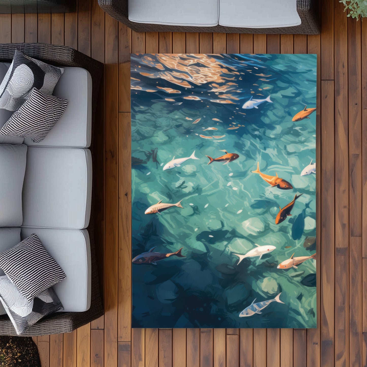 Caustic Fish Orange Outdoor Area Rug | Home Decor Essential