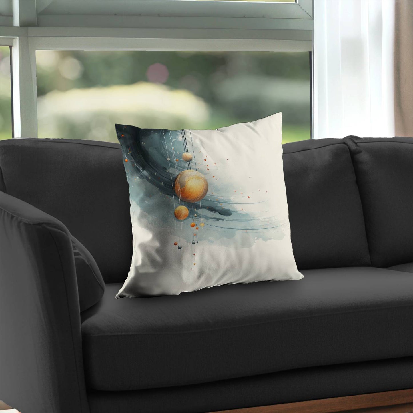 Hanging Planets Blue Poly Twill Throw Pillow Insert | Home Decor