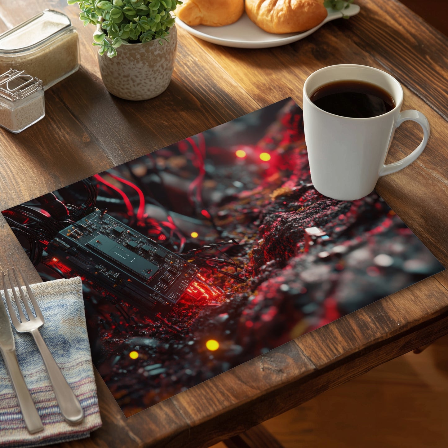 Beep boop Yellow Polyester Placemat for Home Decor - Stylish