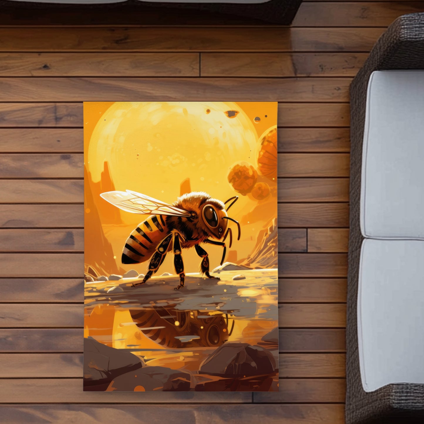 Bee World Yellow Outdoor Area Rug | Stylish Home Decor