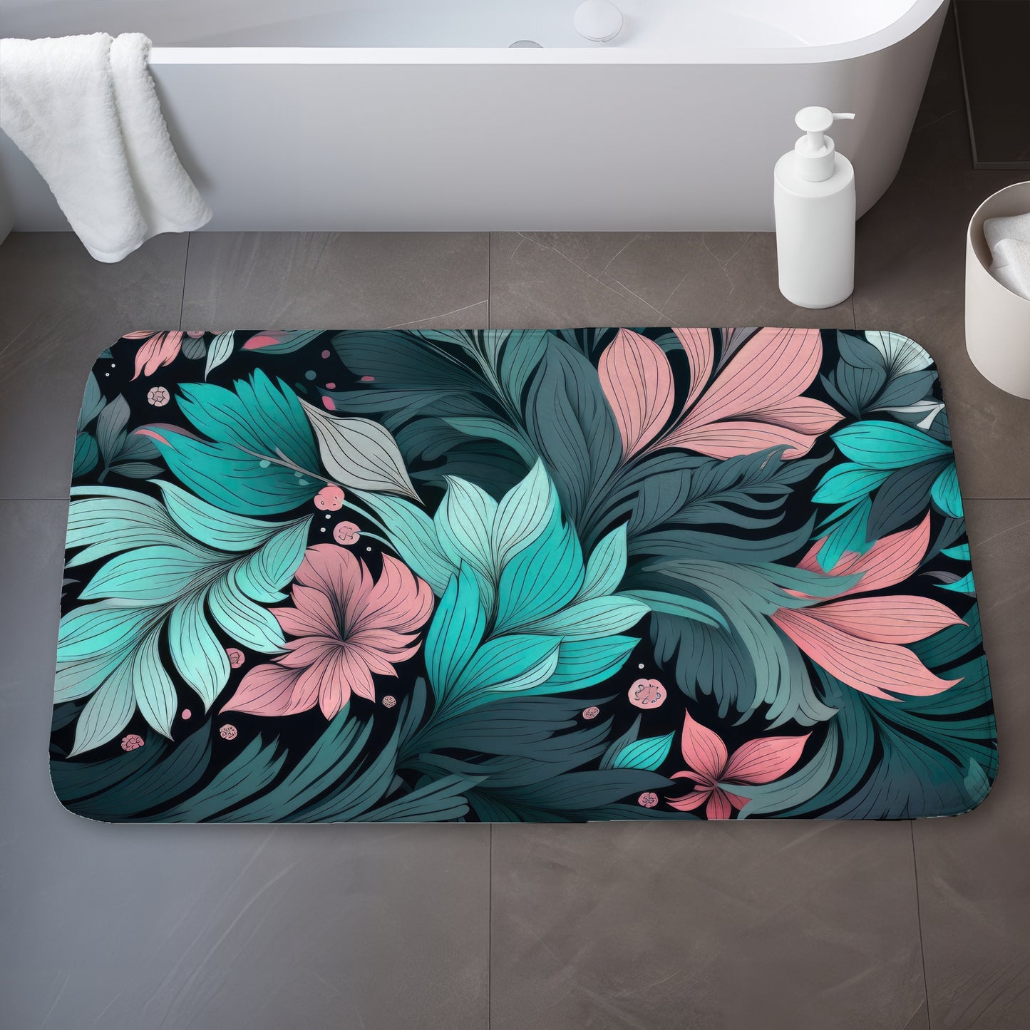 Neon leaves - 17"x24" Bath mat