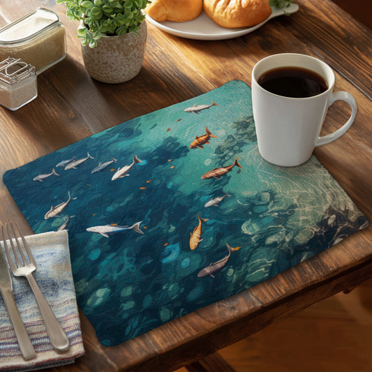 Swim Ahead Beige Braided Polyester Placemat for Home Decor