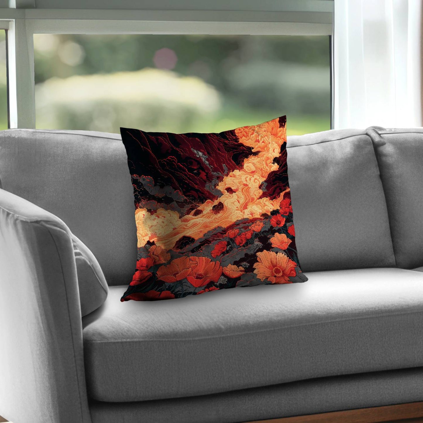 The big burn Orange poly twill throw pillow - home decor insert