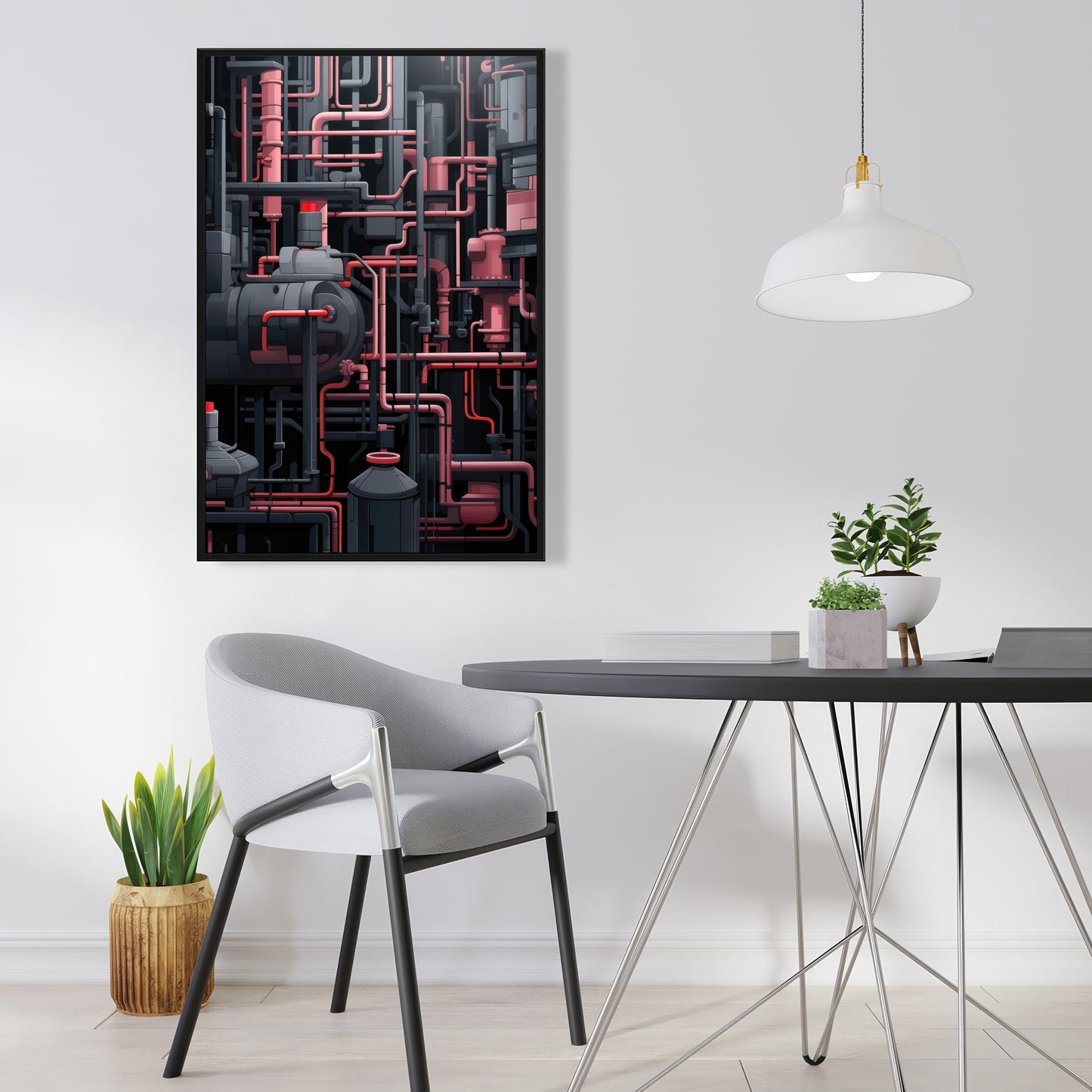 Dark pipes - 36"x36" Framed canvas