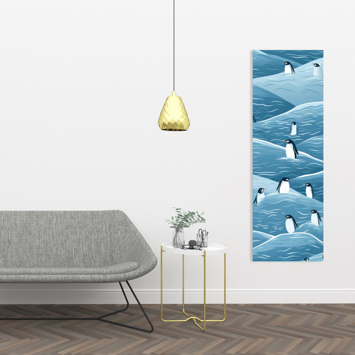 Penguins Wandering - Black Canvas Art for Home Decor