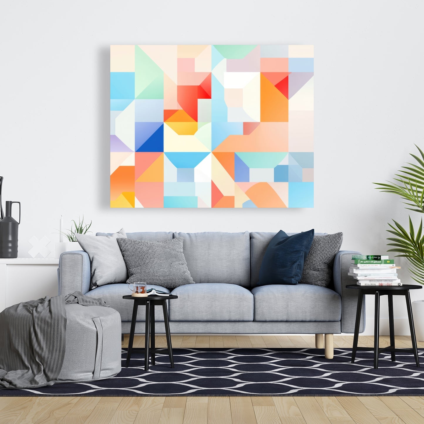 Geometric Cadence - Orange Canvas Art for Home Decor