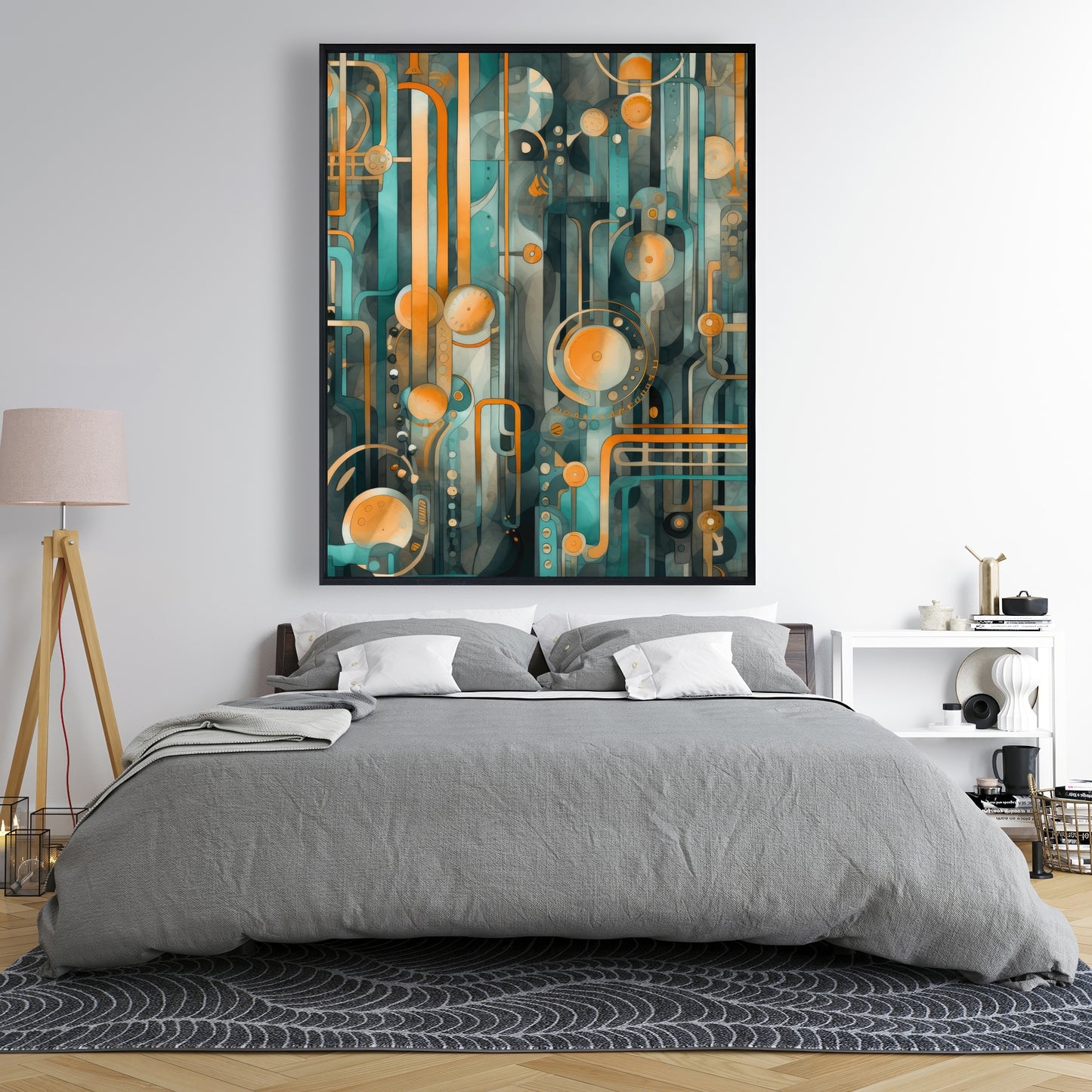 Astrological machinery - Framed Canvas - Print on demand