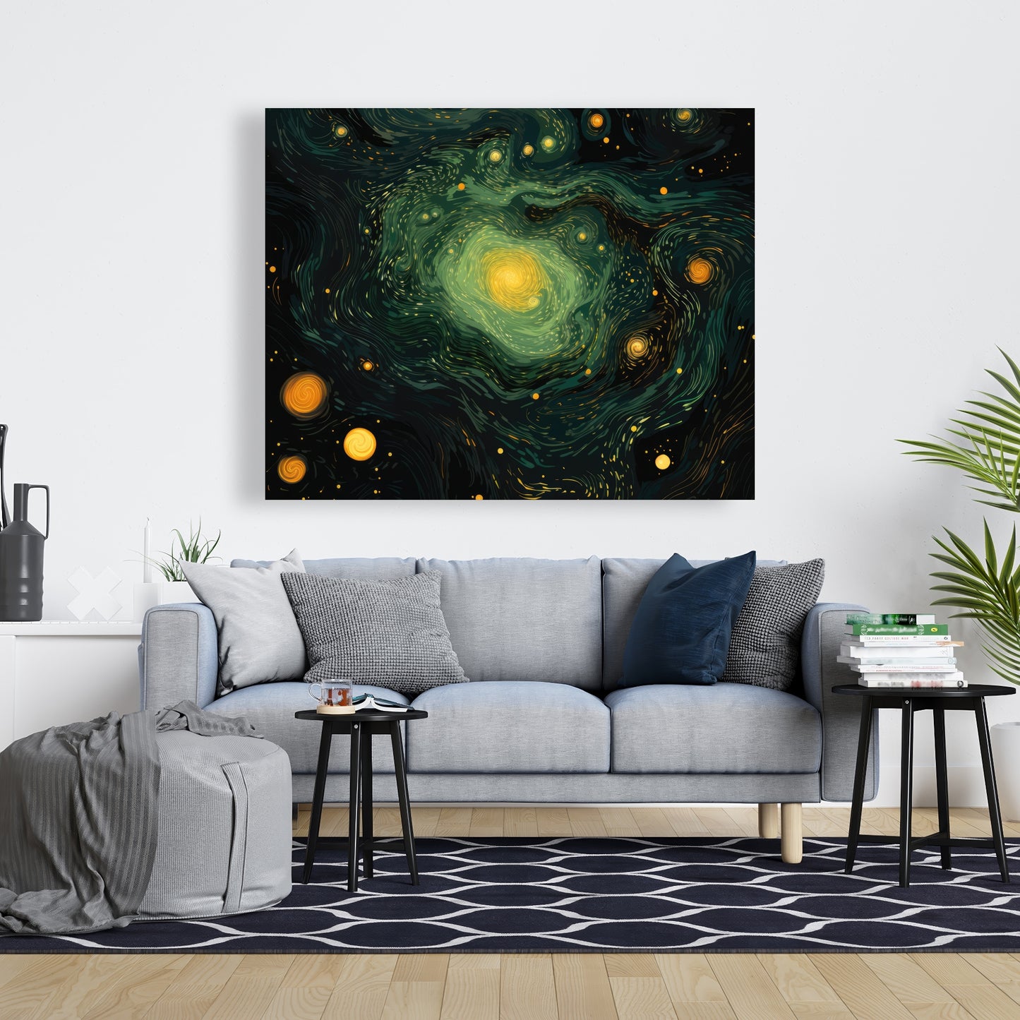 Illuminated in Space - Black Canvas Home Decor Art Print