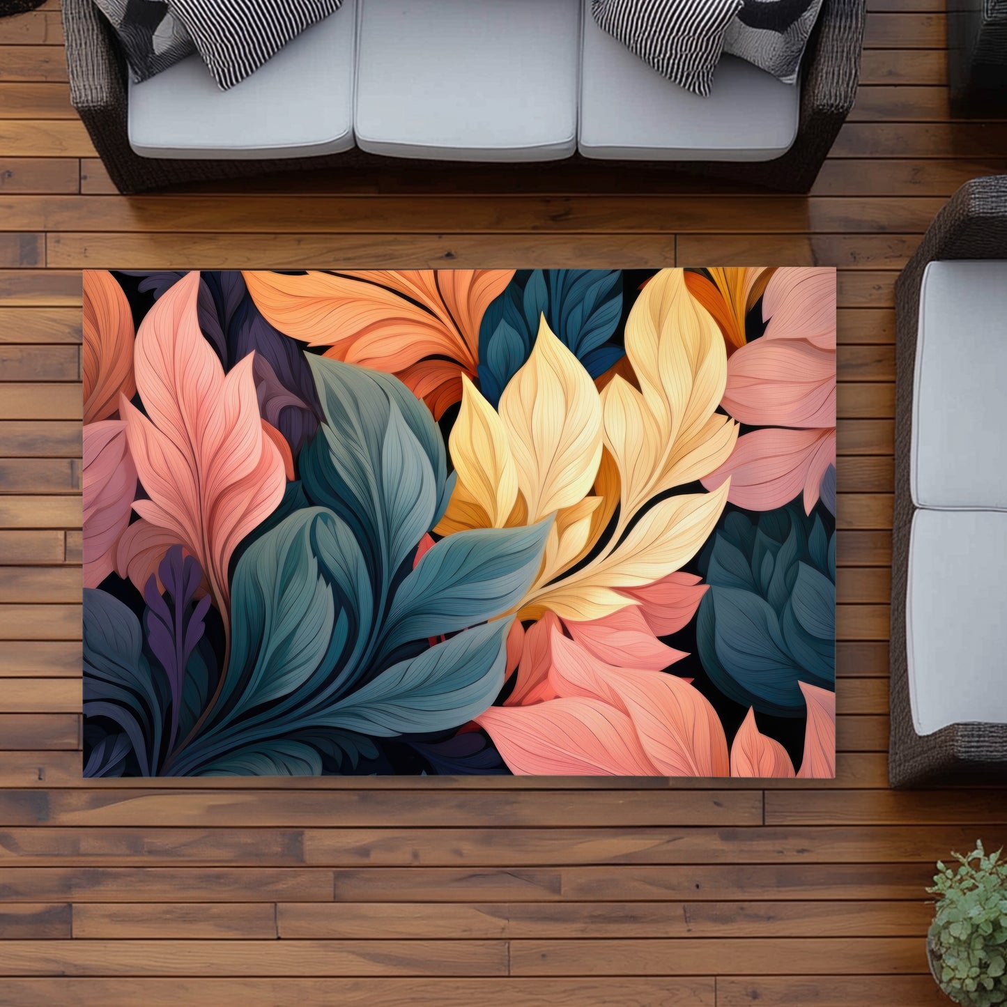 Pastel Bloom Coral Outdoor Area Rug | Home Decor Accent