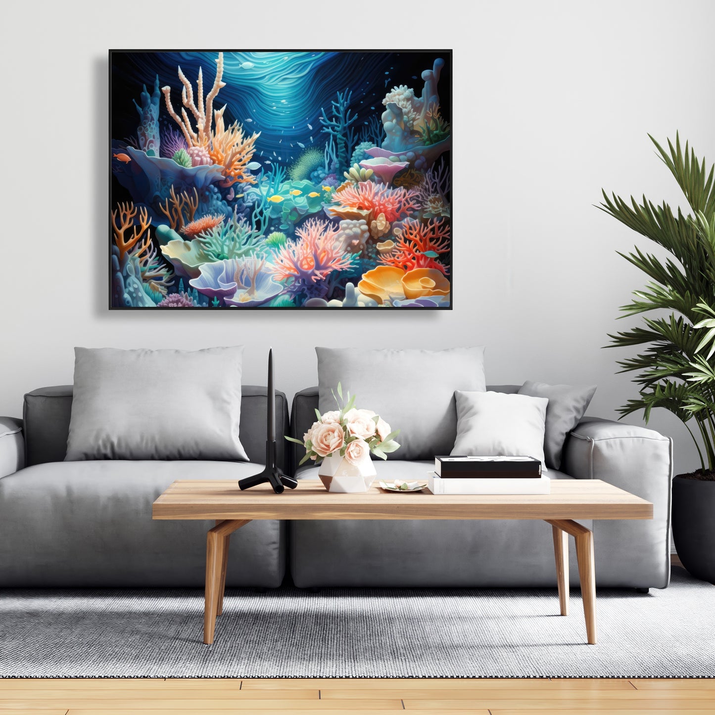 The Reef - Coral Framed Canvas for Stunning Home Decor