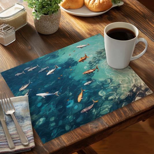 Swim ahead Beige Polyester Placemat for Elegant Home Decor