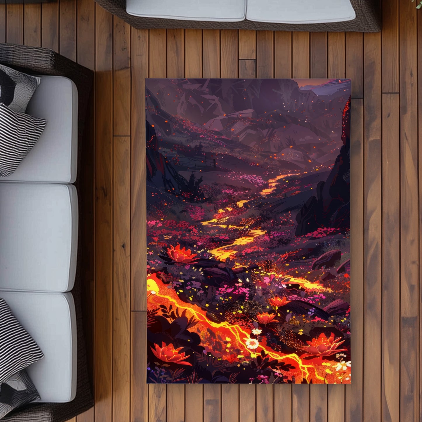 Bloom and Eruption - Yellow Outdoor Area Rug for Home Decor