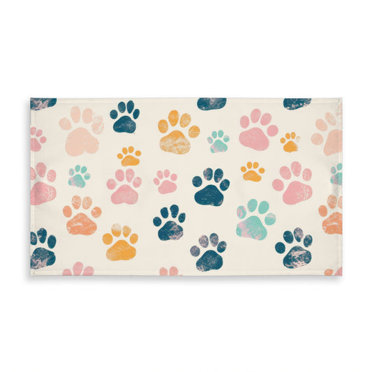 Nappe rose à motifs de pattes mignonnes pour intérieur et extérieur, idéale pour la décoration de la maison