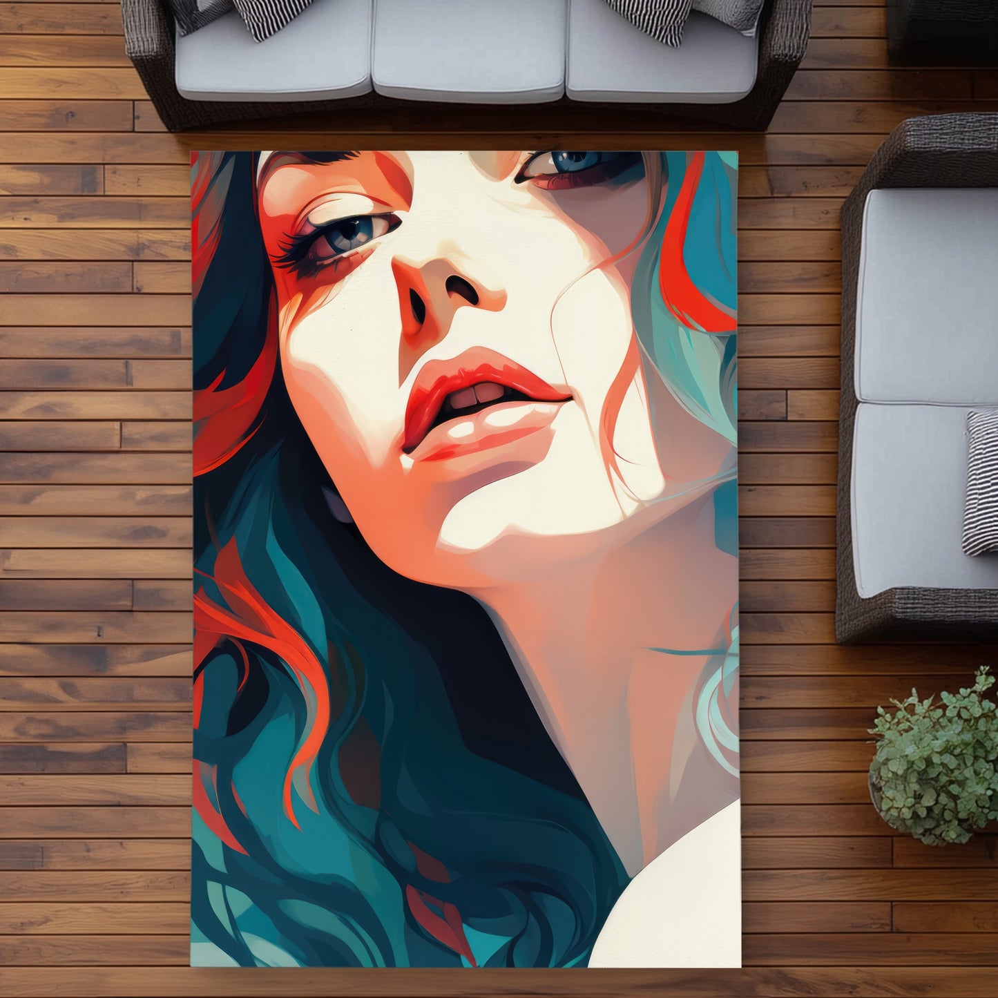 Dangerous Lips - Blue Outdoor Area Rug for Home Decor