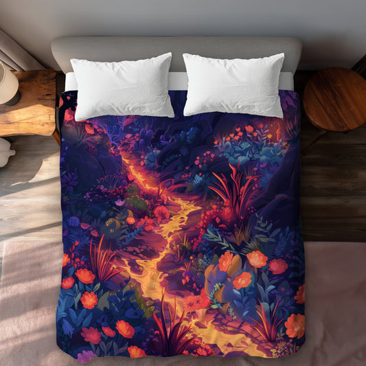 Burning Flowers Purple Duvet Cover | Elegant Home Decor