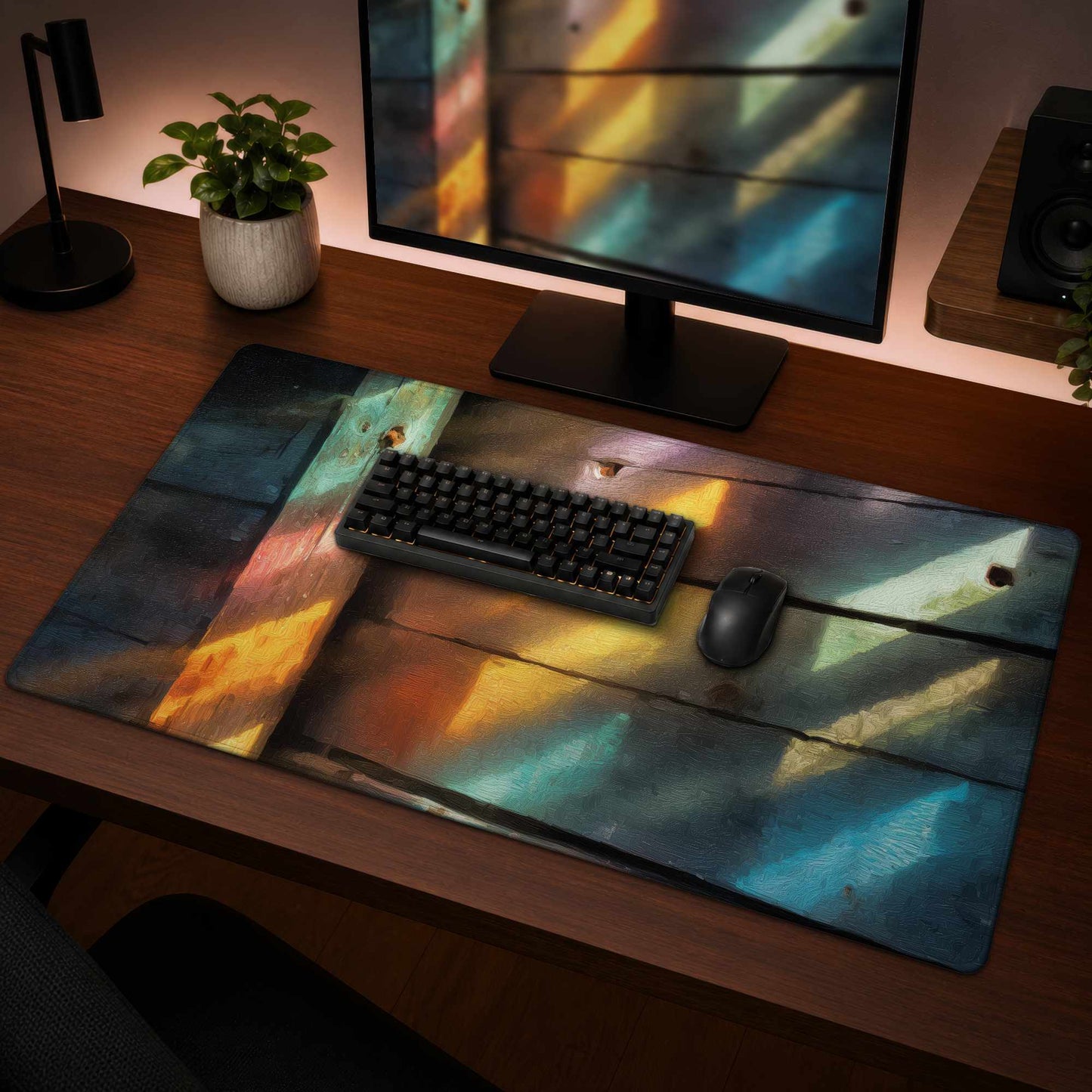 Rainbow Glint Blue Gaming Mat | Stylish Design