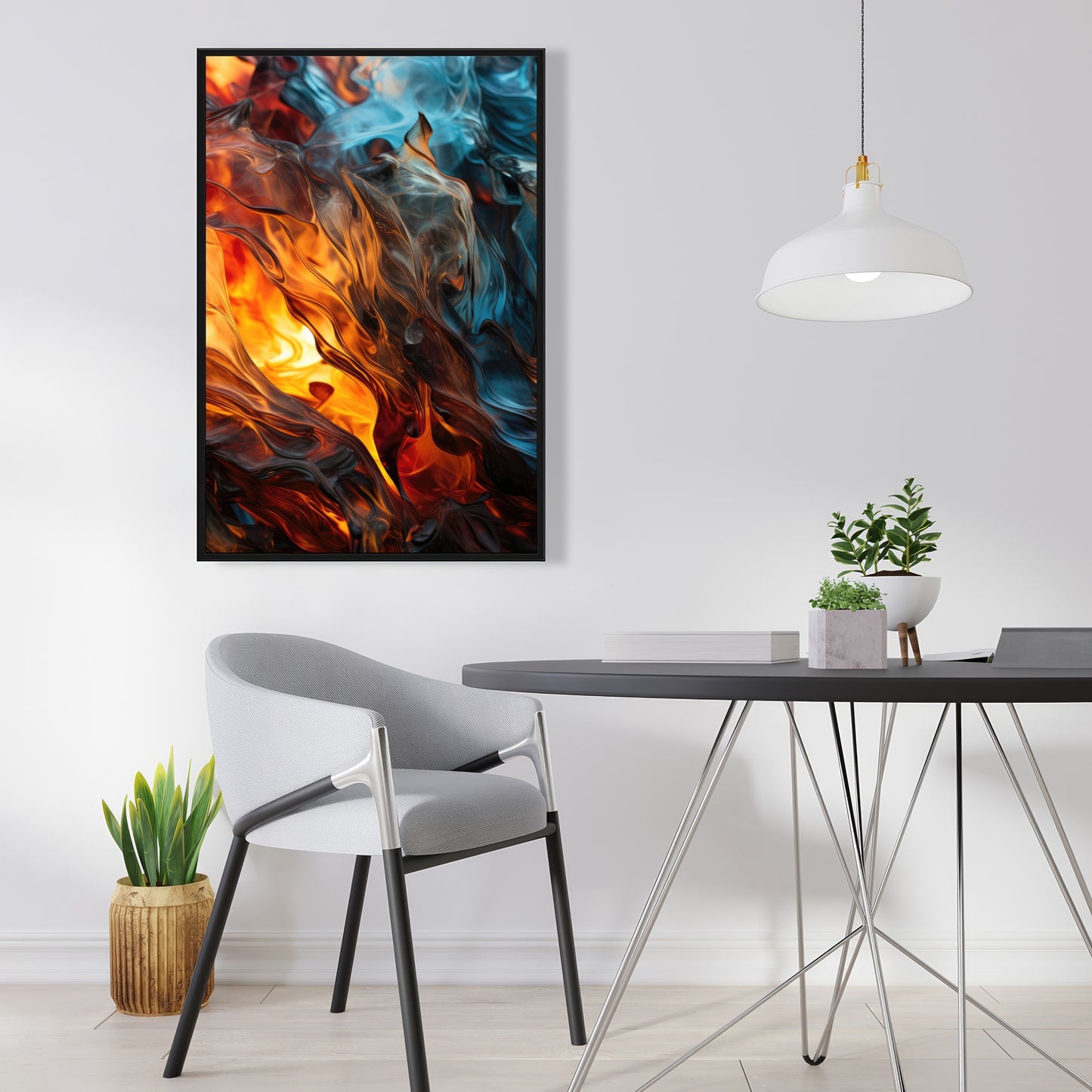 Crystallized fire - 16"x48" Framed canvas
