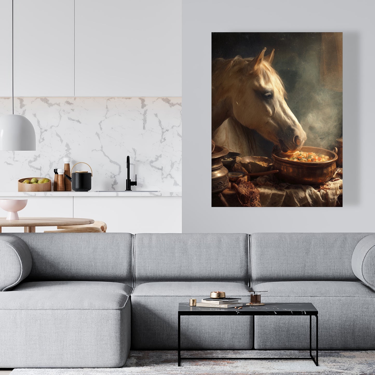 Horse on soup - 24"x24" Canvas