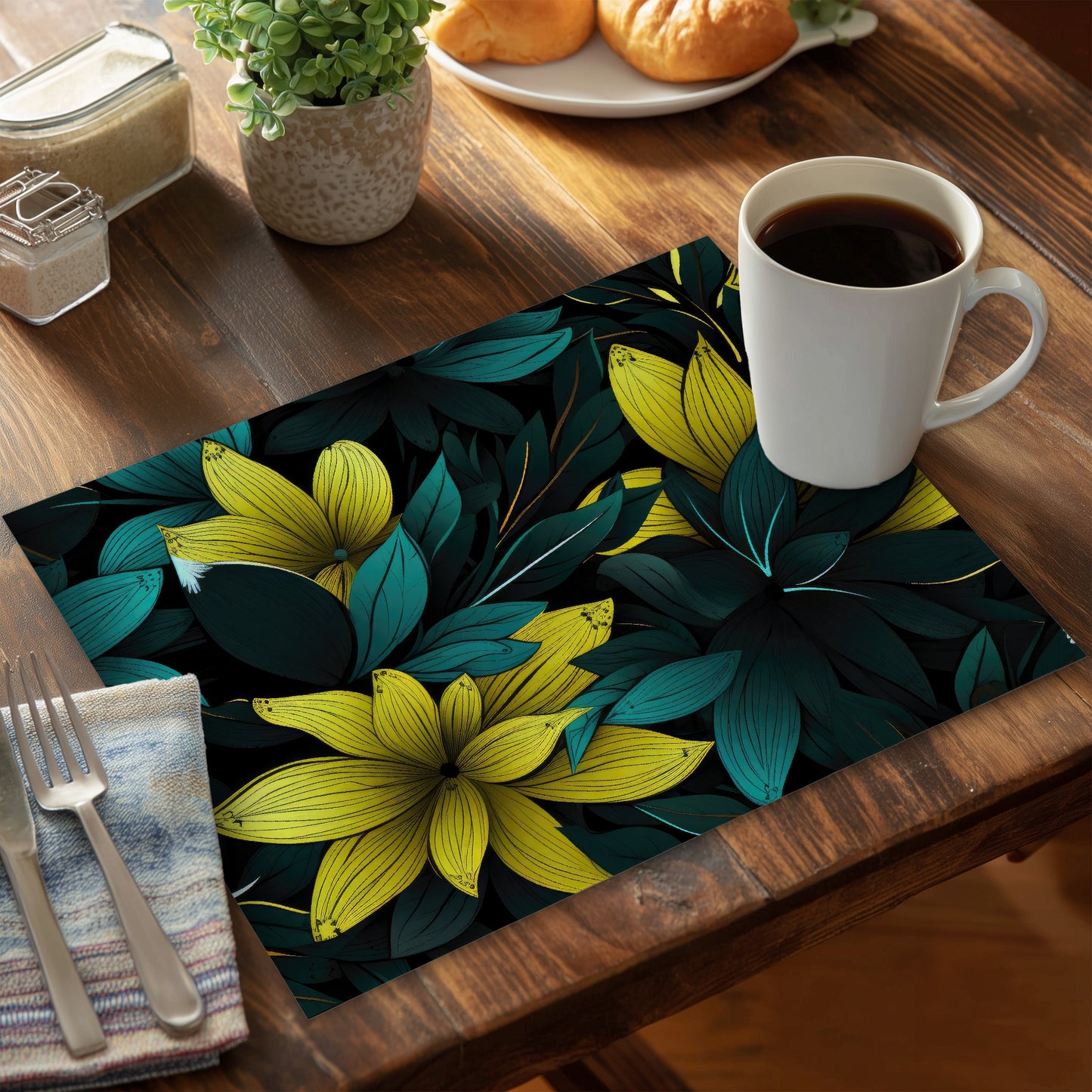 Potent Turquoise Polyester Placemat | Stylish Home Decor