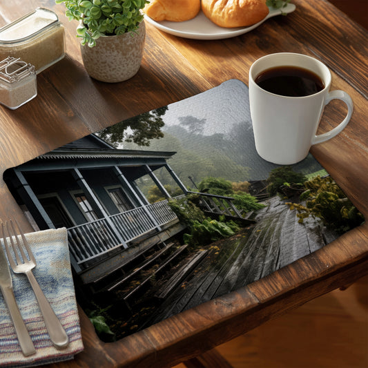Rainy Porch - Brown Braided Polyester Placemat for Home Decor