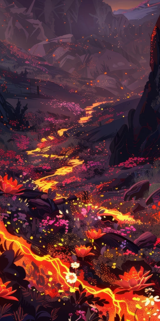 Bloom and eruption - Framed Canvas - Print on demand