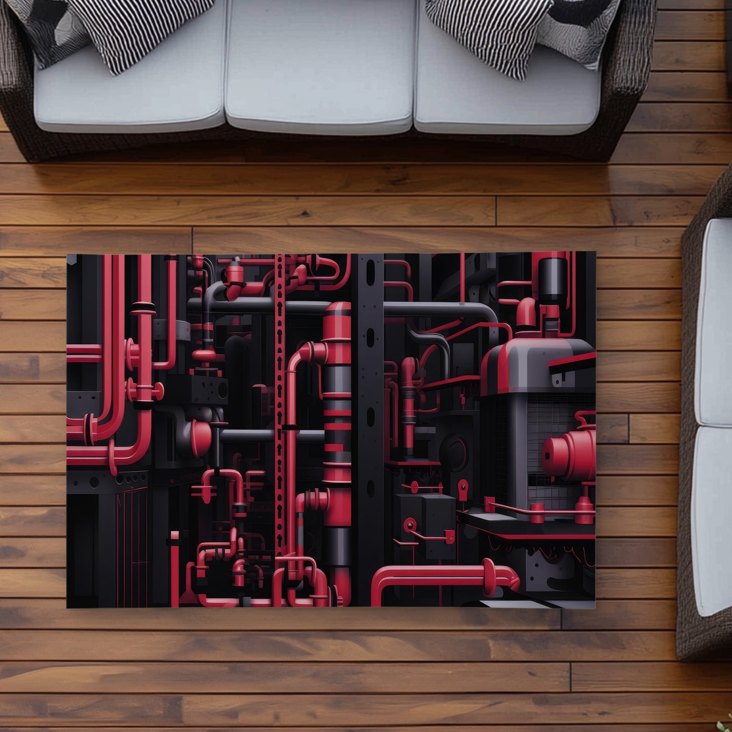 Machinery Black Outdoor Area Rug | Stylish Home Decor