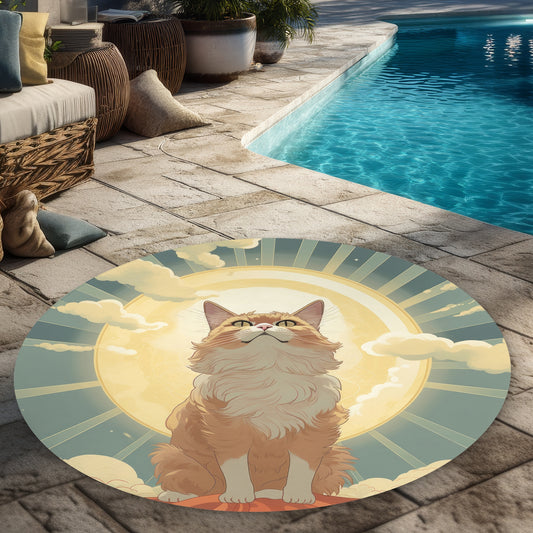 Moewing Above - White 5' Round Outdoor Area Rug for Home Decor