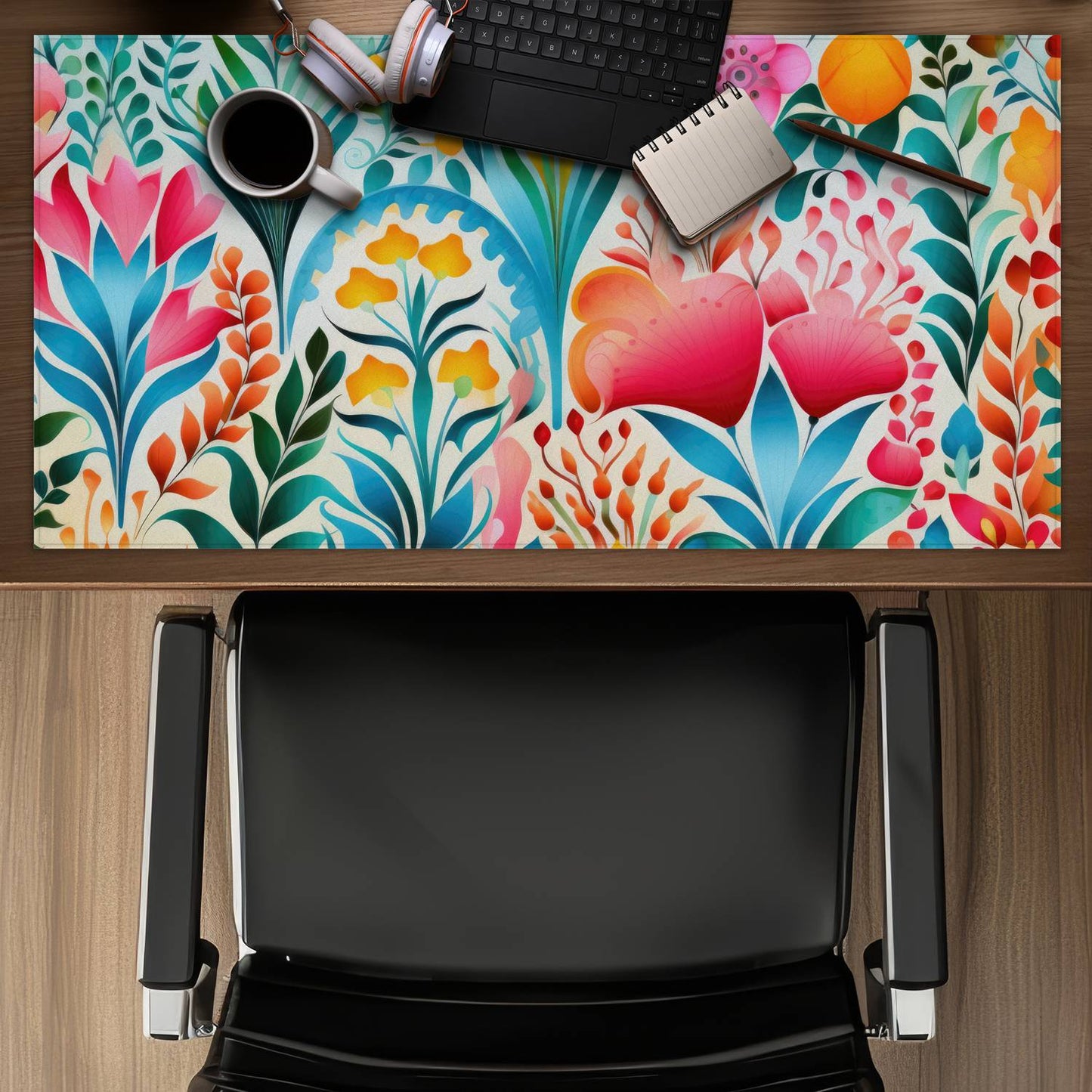 Flowing flowers - Green gaming mat for stylish home decor
