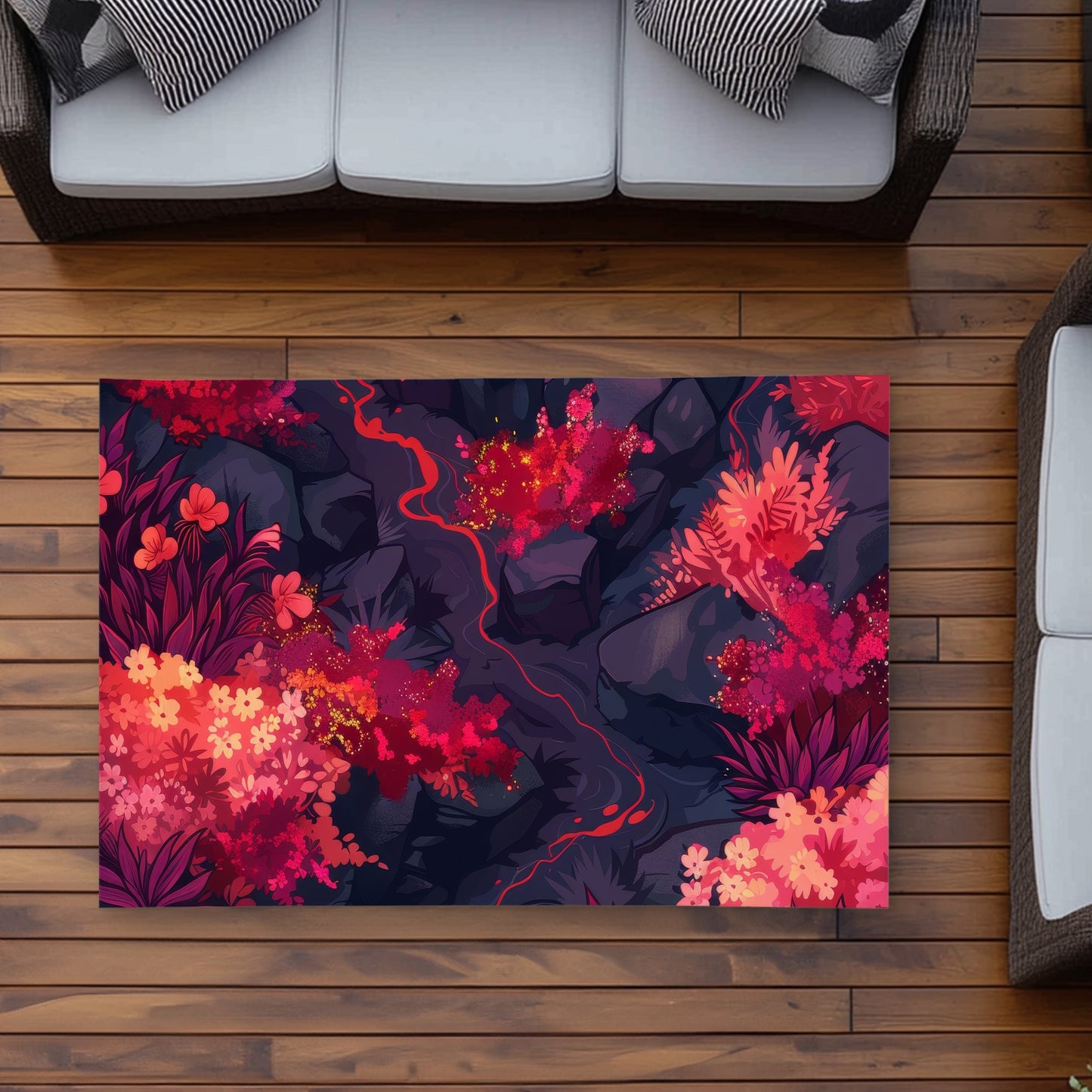 Burning Plants Purple Outdoor Area Rug | Home Decor Essentials