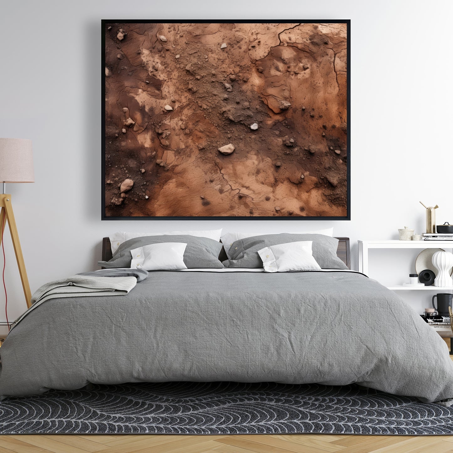 Mud and Stones | Brown Framed Canvas Home Decor Art