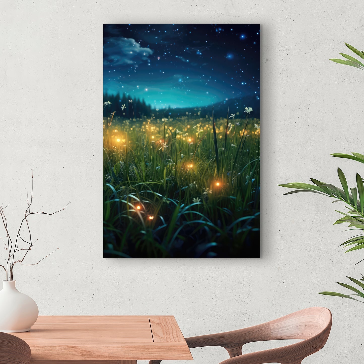 Fireflies at night - 32"x32" Canvas