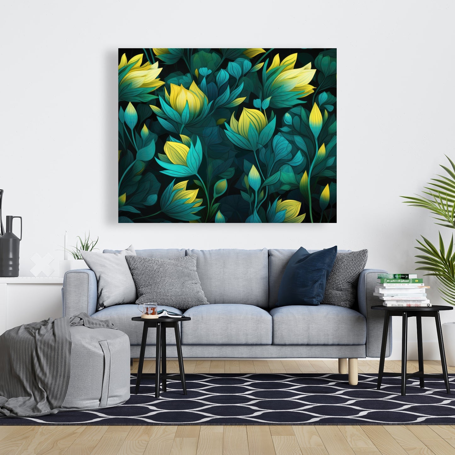 Intense Bloom - Green Canvas Art for Home Decor | Vibrant Style