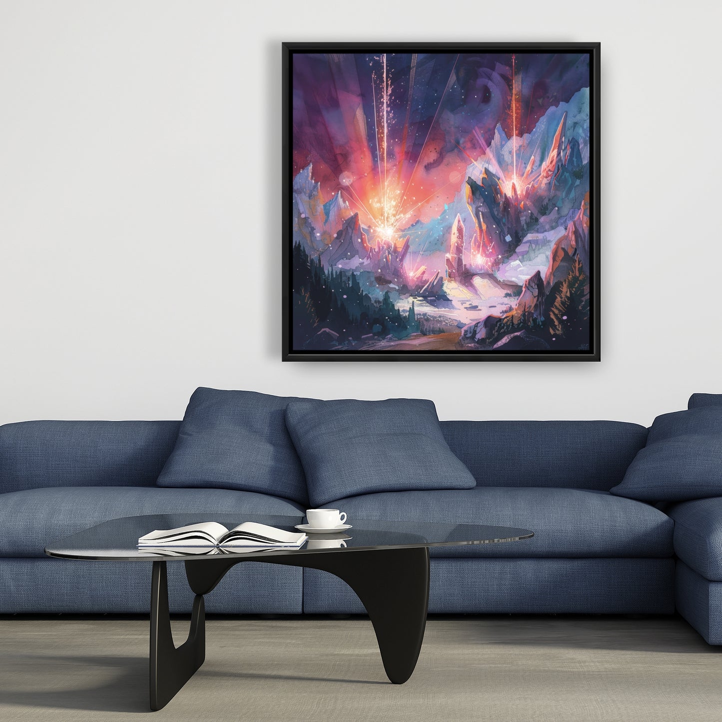 Beaming signal - Framed Canvas - Print on demand