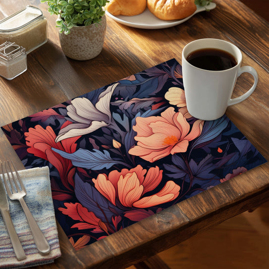 Blooming Uninterrupted Orange Polyester Placemat | Home Decor