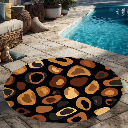 Tapis d'extérieur rond Wild Earth Spots | Décoration d'intérieur élégante