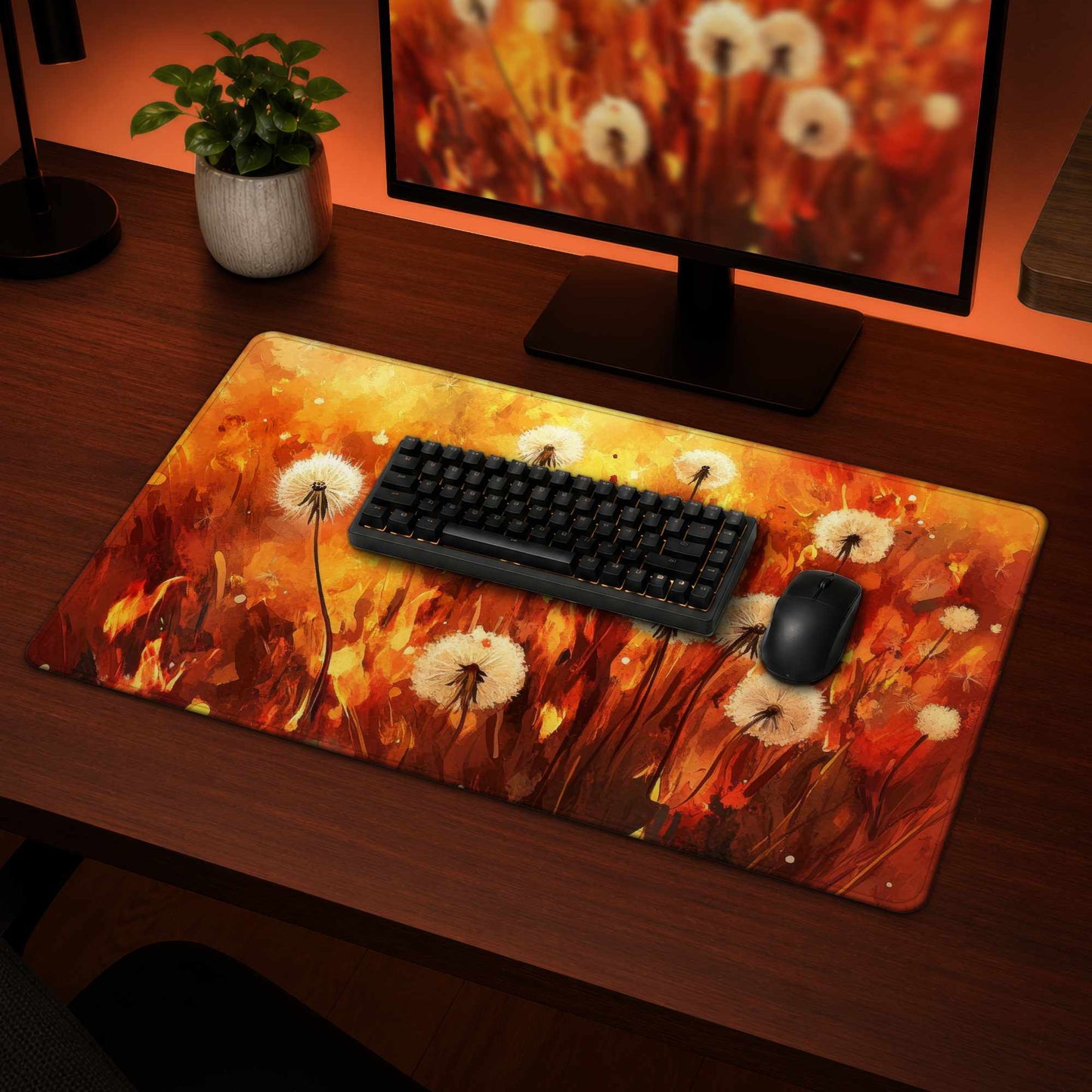 Dandelion Fire Desk Mat - Stylish Home Decor Accessory