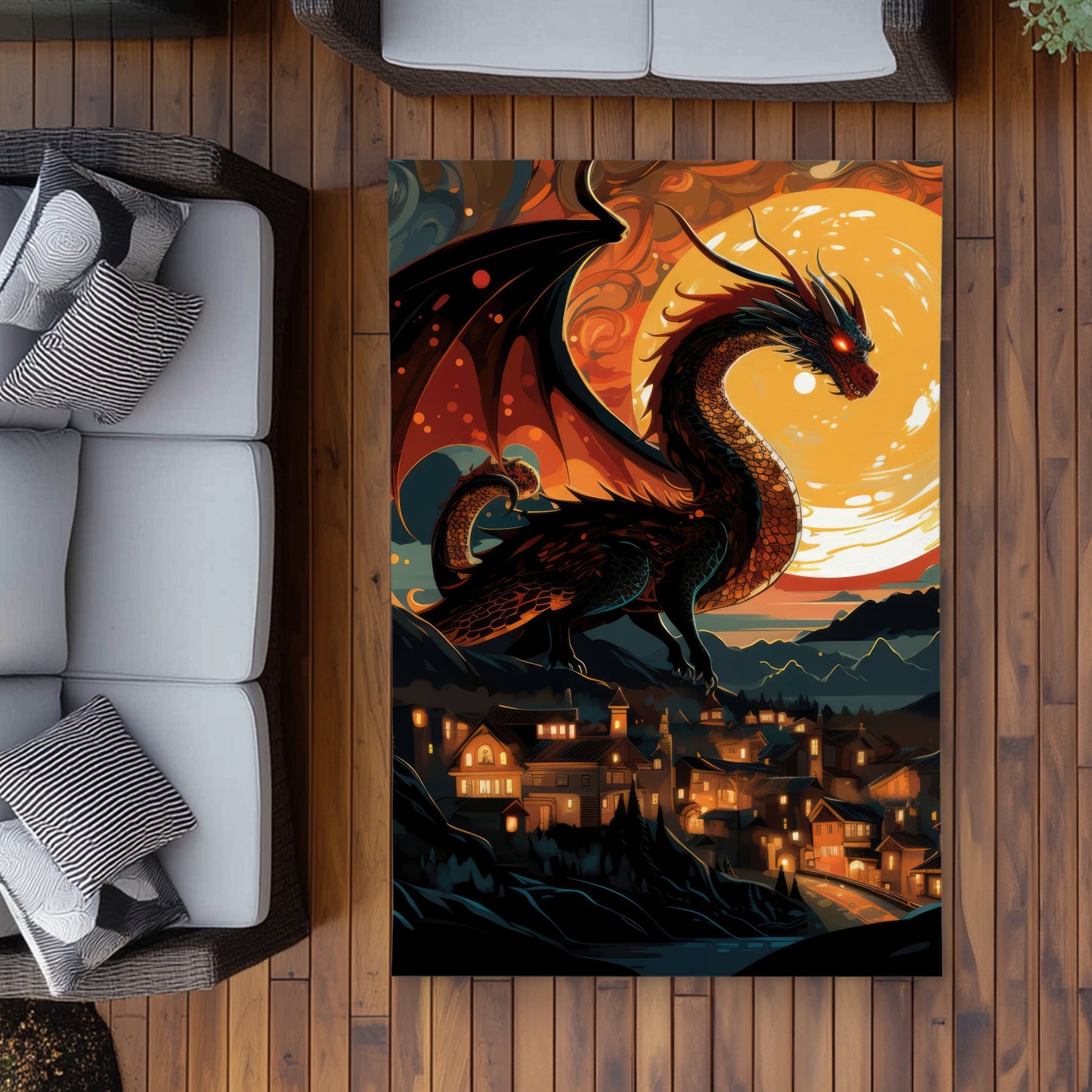 Imminent Destruction Orange Outdoor Area Rug for Home Decor