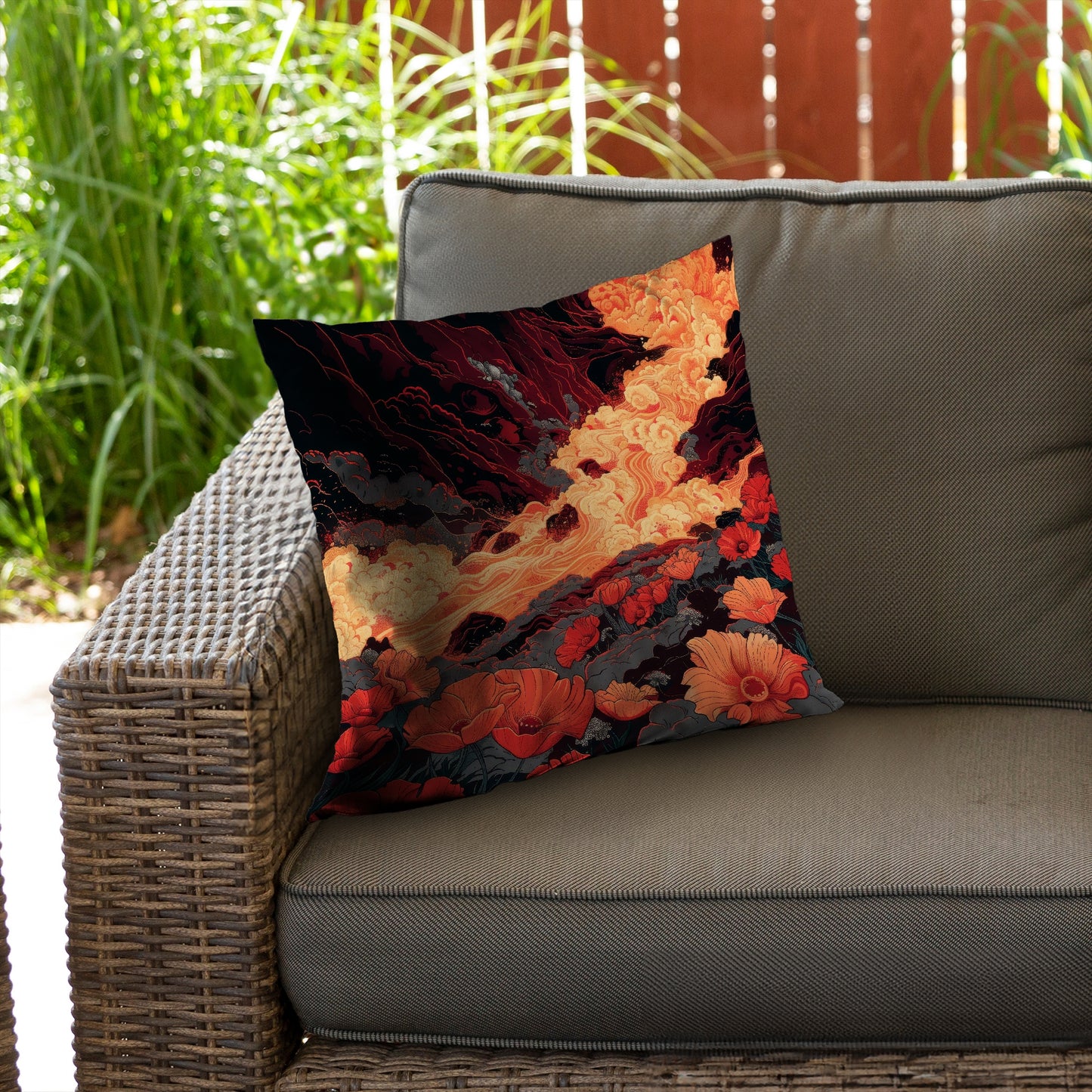 The big burn Orange poly twill throw pillow - home decor insert