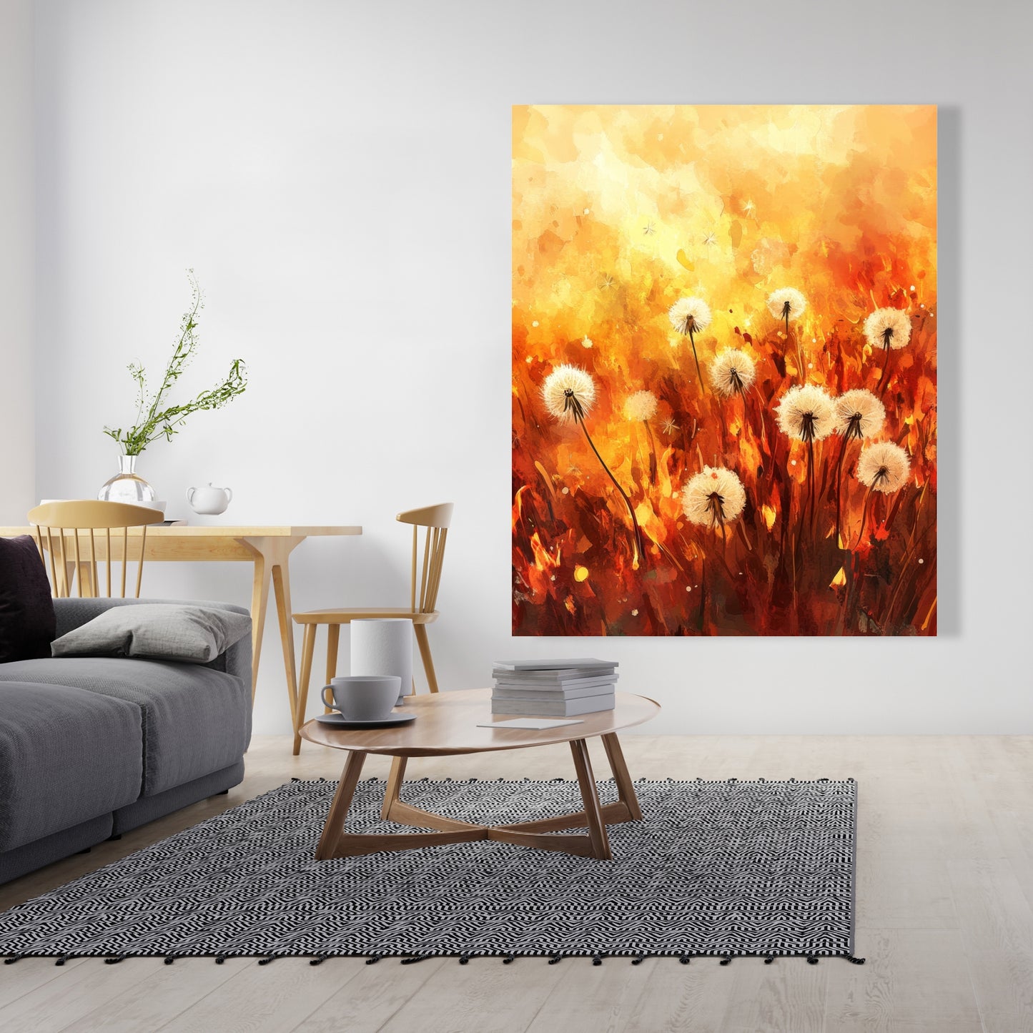 Dandelion Fire - Yellow Canvas Art for Home Decor
