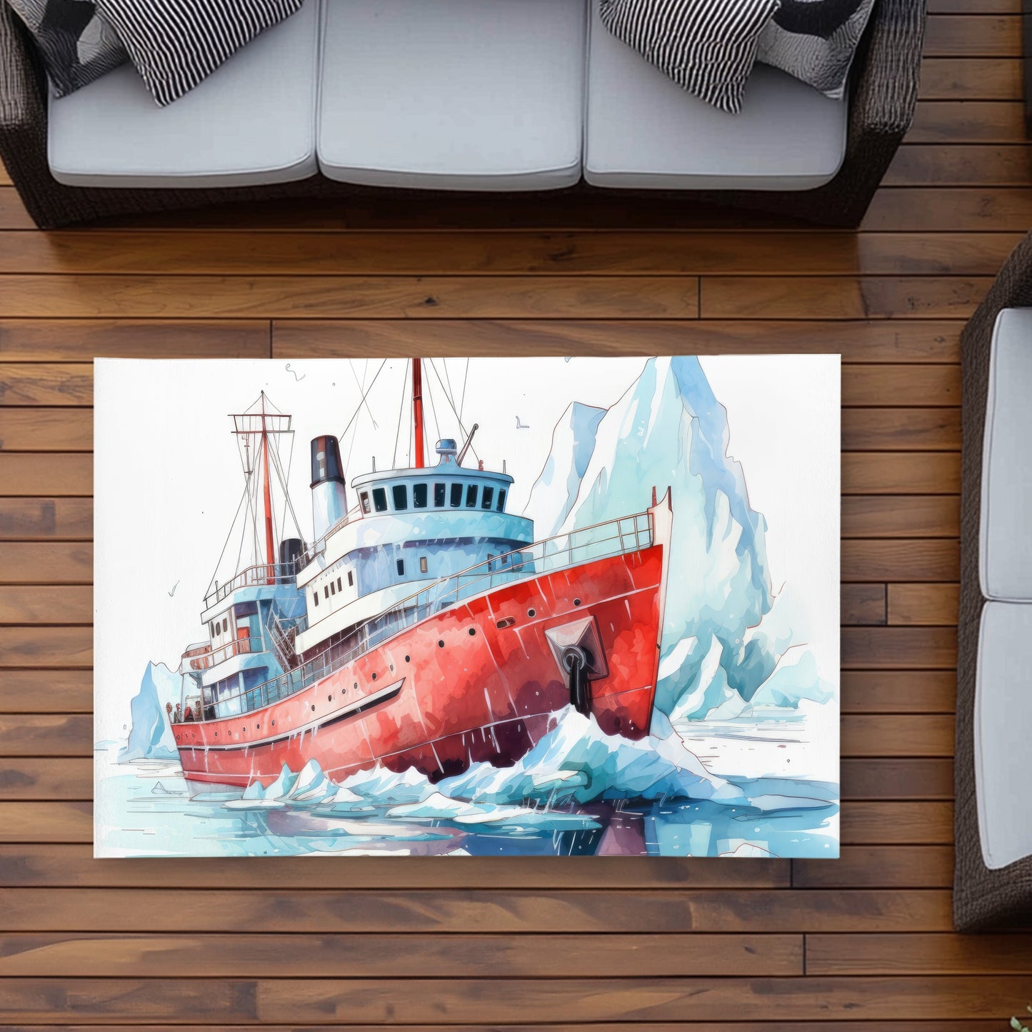 Breaking the Ice - White Outdoor Area Rug for Home Decor