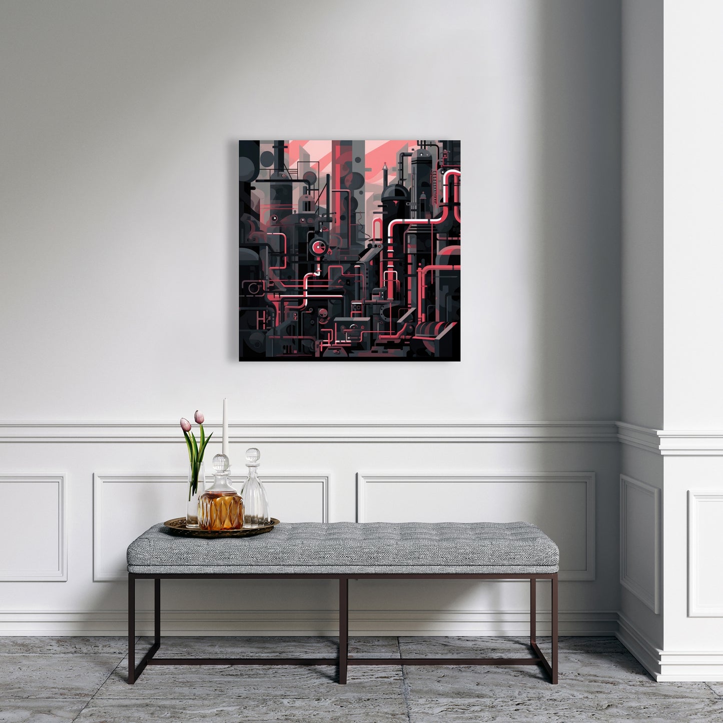 Industrial Empire - Red Canvas Art for Home Decor