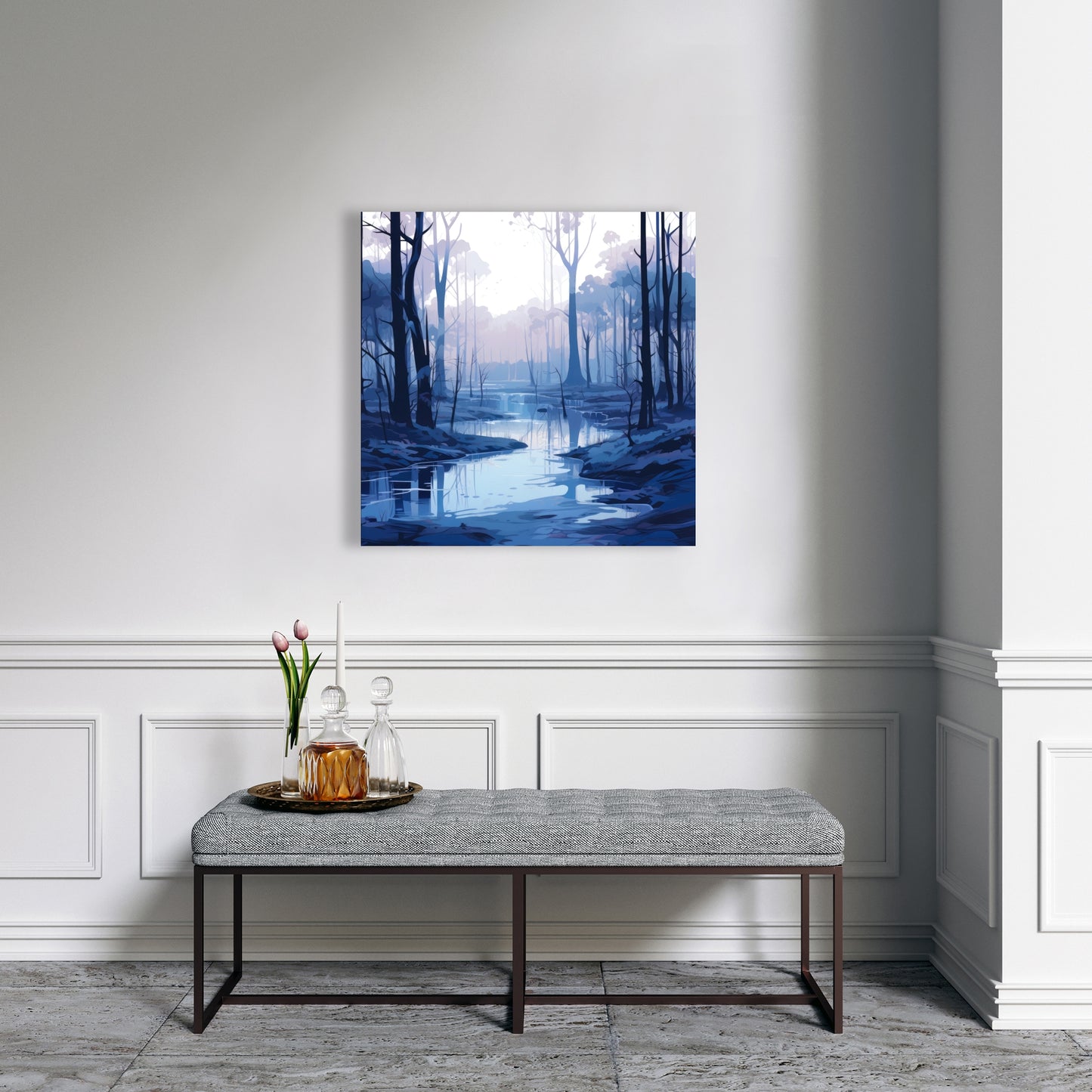 Cold and Muddy | White Canvas Home Decor for Modern Spaces