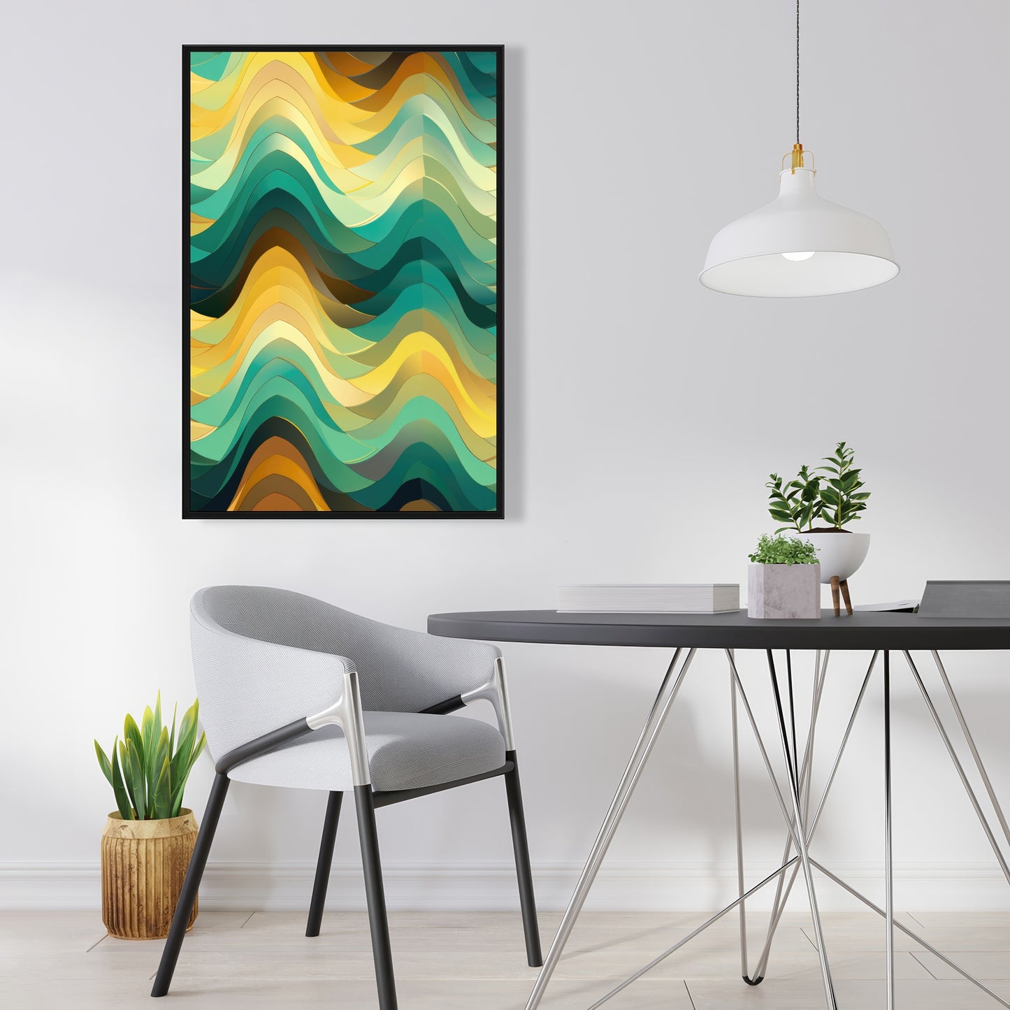 Jagged Luxury - Yellow Framed Canvas for Home Decor