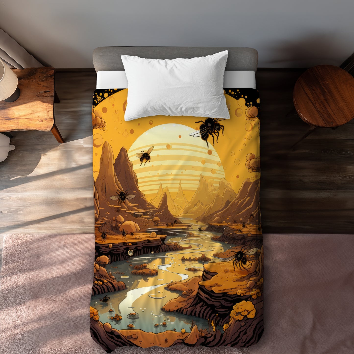 Hive Mind Orange Duvet Cover - Stylish Home Decor Upgrade