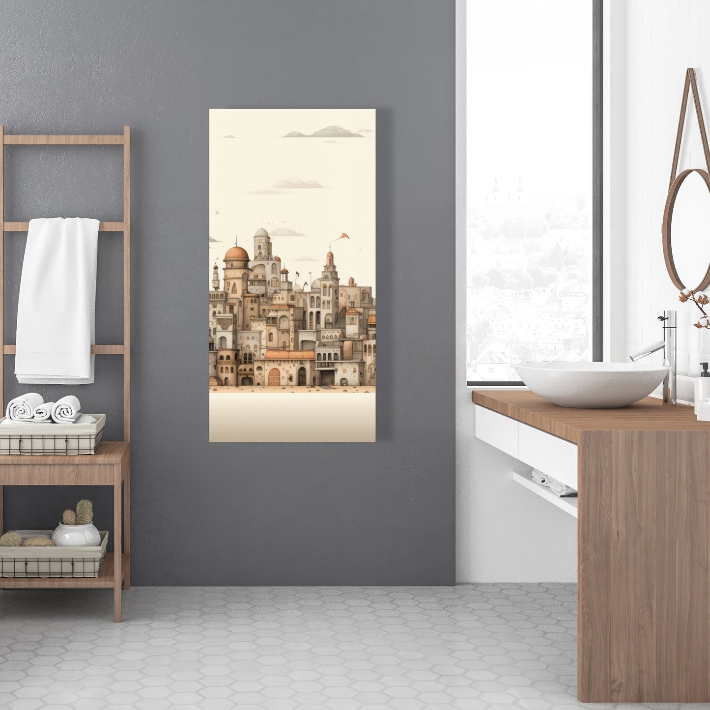 The Old Town - Brown Canvas Art for Home Decor | Stylish Wall Art