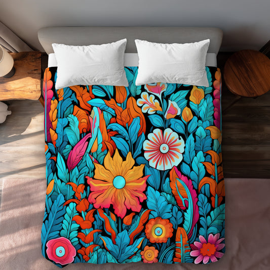 Floral Hues Orange Duvet Cover | Stylish Home Decor Accent